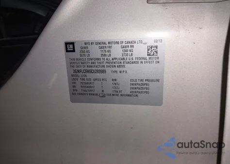 2012 Chevrolet Equinox Ls from USA, damaged, VIN 2GNFLCEK6C6280989